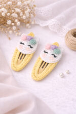 %100 Pamuk El Yapımı Örgü 2'li Çıtçıt Toka – Bebek & Kız Çocuk Saç Aksesuarı - Görsel 2