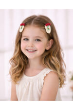 %100 Pamuk El Yapımı Örgü 2'li Çiçek Çıtçıt Toka – Bebek & Kız Çocuk Saç Aksesuarı