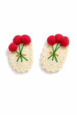 %100 Pamuk El Yapımı Örgü 2'li Çiçek Çıtçıt Toka – Bebek & Kız Çocuk Saç Aksesuarı - Görsel 2