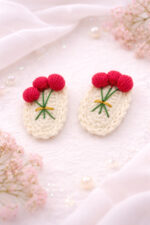 %100 Pamuk El Yapımı Örgü 2'li Çiçek Çıtçıt Toka – Bebek & Kız Çocuk Saç Aksesuarı - Görsel 3