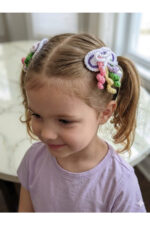 %100 Pamuk El Yapımı Örgü 2'li Çıtçıt Toka – Bebek & Kız Çocuk Saç Aksesuarı - Görsel 4