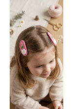 %100 Pamuk El Yapımı Örgü 2'li Çıtçıt Toka – Bebek & Kız Çocuk Saç Aksesuarı