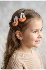%100 Pamuk El Yapımı Örgü 2'li Çıtçıt Toka – Bebek & Kız Çocuk Saç Aksesuarı