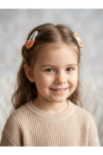 %100 Pamuk El Yapımı Örgü 2'li Çıtçıt Toka – Bebek & Kız Çocuk Saç Aksesuarı - Görsel 2