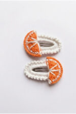 %100 Pamuk El Yapımı Örgü 2'li Çıtçıt Toka – Bebek & Kız Çocuk Saç Aksesuarı - Görsel 3