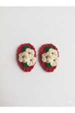 %100 Pamuk El Yapımı Örgü 2'li Çiçek Çıtçıt Toka – Bebek & Kız Çocuk Saç Aksesuarı - Görsel 2