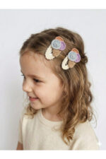 %100 Pamuk El Yapımı Örgü 2'li Çıtçıt Toka – Bebek & Kız Çocuk Saç Aksesuarı