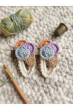 %100 Pamuk El Yapımı Örgü 2'li Çıtçıt Toka – Bebek & Kız Çocuk Saç Aksesuarı - Görsel 2