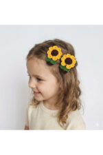 %100 Pamuk El Yapımı Örgü 2'li Çiçek Çıtçıt Toka – Bebek & Kız Çocuk Saç Aksesuarı
