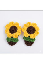 %100 Pamuk El Yapımı Örgü 2'li Çiçek Çıtçıt Toka – Bebek & Kız Çocuk Saç Aksesuarı - Görsel 3