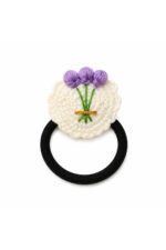 El Yapımı %100 Pamuk Kız Çocuk Mor Balon Bağlama Toka Lastikli Saç Aksesuarı - Görsel 3