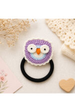 El Yapımı %100 Pamuk Kız Çocuk Mor Bağlama Toka Lastikli Saç Aksesuarı - Görsel 2