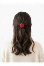 El Yapımı %100 Pamuk Kız Çocuk Uğur Böcek Bağlama Toka Lastikli Saç Aksesuarı