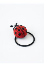 El Yapımı %100 Pamuk Kız Çocuk Uğur Böcek Bağlama Toka Lastikli Saç Aksesuarı - Görsel 2