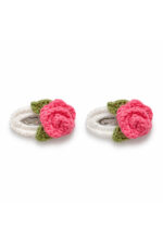 %100 Pamuk El Yapımı Örgü 2'li Çiçek Çıtçıt Toka – Bebek & Kız Çocuk Saç Aksesuarı - Görsel 4