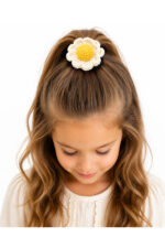El Yapımı %100 Pamuk Kız Çocuk Bağlama Toka Lastikli Çiçek Motifli Saç Aksesuarı