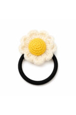 El Yapımı %100 Pamuk Kız Çocuk Bağlama Toka Lastikli Çiçek Motifli Saç Aksesuarı - Görsel 3