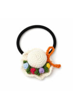 El Yapımı %100 Pamuk Kız Çocuk Bağlama Toka Lastikli Şapka Motifli Saç Aksesuarı - Görsel 3