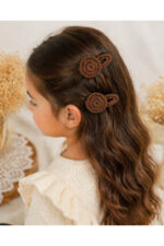 %100 Pamuk El Yapımı Örgü 2'li Çıtçıt Toka – Bebek & Kız Çocuk Saç Aksesuarı