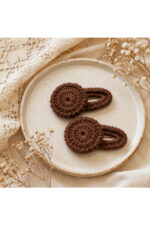 %100 Pamuk El Yapımı Örgü 2'li Çıtçıt Toka – Bebek & Kız Çocuk Saç Aksesuarı - Görsel 2