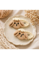 %100 Pamuk El Yapımı Örgü 2'li Çıtçıt Toka – Bebek & Kız Çocuk Saç Aksesuarı - Görsel 2