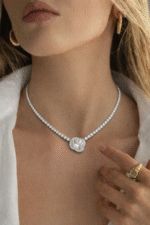 Kesim Taşlı Işıltılı Kolye