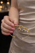 Noirlin Jewelery Renkli Taşlı Yıldız Charm Bileklik Paslanmaz Çelik - Görsel 2