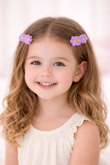 El Örgüsü Papatya Saç Tokası - Mor