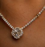 Noirlin Jewelery Zarif Işıltı Detaylı Taşlı Yonca Paslanmaz Çelik Kolye - Görsel 2