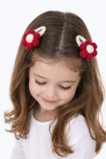 El Örgüsü Papatya Saç Tokası - Kırmızı - Görsel 3