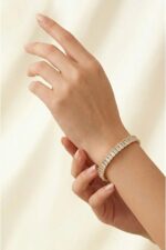 Noirlin Jewelery Baget Taşlı Luxury Paslanmaz Çelik Bileklik