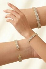 Noirlin Jewelery Baget Taşlı Luxury Paslanmaz Çelik Bileklik - Görsel 2