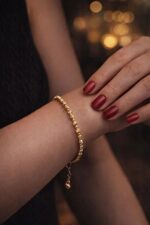 Noirlin Jewelery İnce Gold Boncuk Bileklik Paslanmaz Çelik - Görsel 2