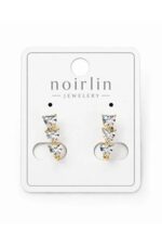 Noirlin Jewelery 3'lü Kalp Zirkon Taşlı Sallantılı Küpe Paslanmaz Çelik - Görsel 4