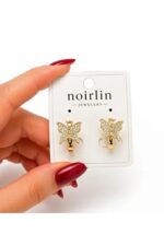 Noirlin Jewelery Gold Işıltı Kelebek Halka Küpe Paslanmaz Çelik - Görsel 3