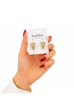 Noirlin Jewelery Gold Işıltı Kelebek Halka Küpe Paslanmaz Çelik - Görsel 4