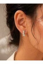 Noirlin Jewelery 3'lü Kalp Zirkon Taşlı Sallantılı Küpe Paslanmaz Çelik