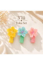 Sakura Çiçek Pastel Bloom 3'lü Toka Set